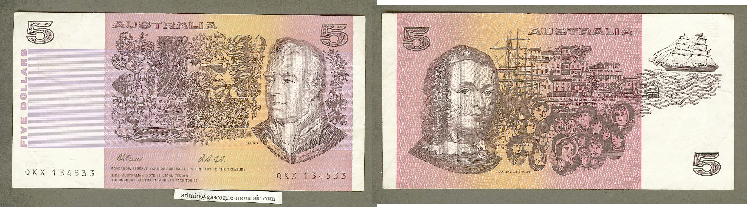 Australie $5 Fraser/Cole 1991 TTB